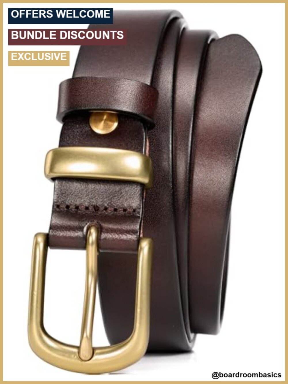 Women's 1.1" Italian Full Grain Leather Belt with Gold Buckle